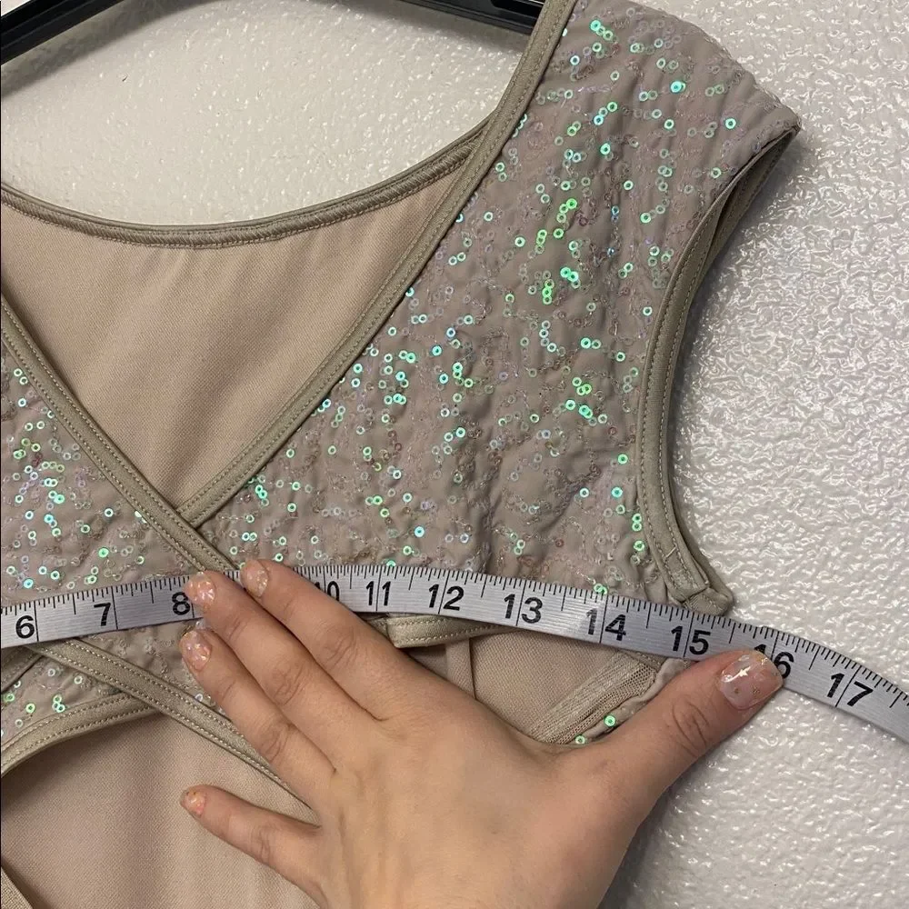 WEISSMAN Dance Costume beige sequin Love Is Just A Word 13442 SA-Small adult